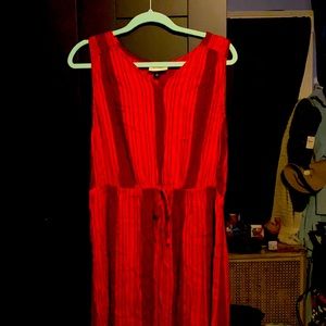 Red & blk striped long dress